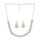 Rhodium Plated Silver Toned White American Diamond Studded Jewellery Sets Combo