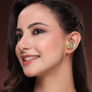 Gold Plated Lotus Shape AD Stone Contemporary Ear Cuff Earrings For Women