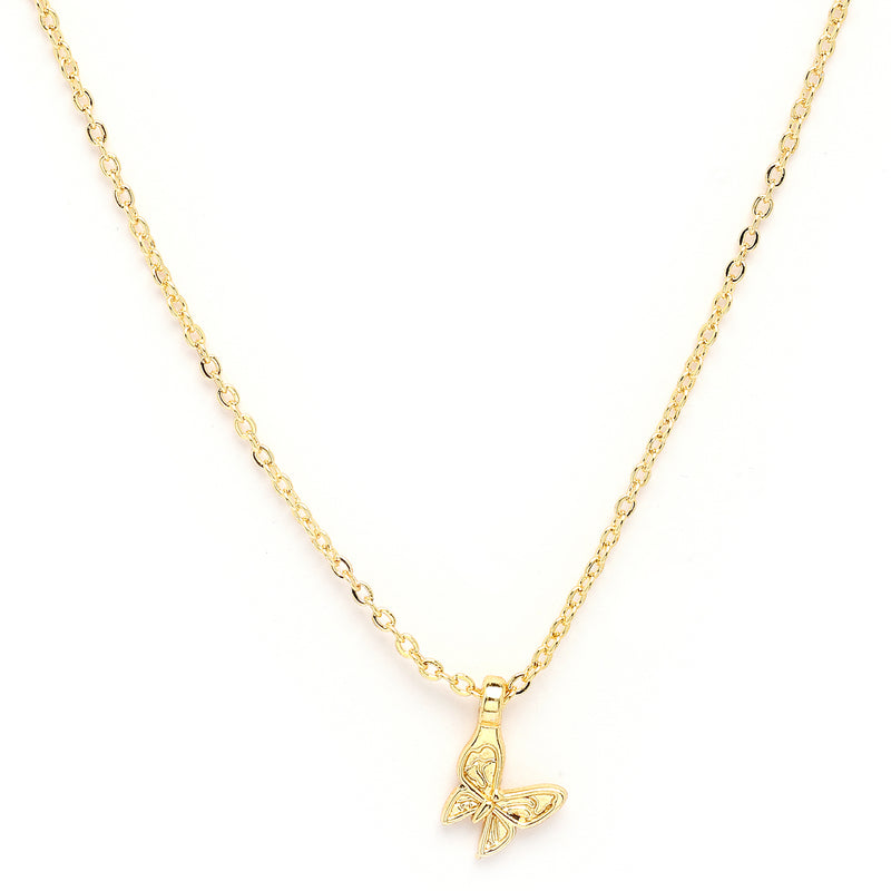 Gold Plated Gold Toned Pearl Necklace Infinity Butterfly Pendant Set