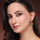 Gold Plated Floral CZ Studded Ethnic Jhumka Jhumki Earrings