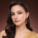 Gold Plated Floral Shape CZ Studded Ethnic Jhumka Jhumki Earrings