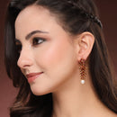 Gold Plated Floral Shape CZ Studded Ethnic Jhumka Jhumki Earrings
