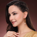 Gold Plated Floral Shape CZ Studded Ethnic Jhumka Jhumki Earrings
