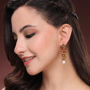 Gold Plated Floral Shape CZ Studded Ethnic Jhumka Jhumki Earrings