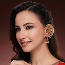 Stylish Gold Plated Pearl Ethnic Ear Cuff Earrings For Women