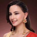 Gold Plated Royal Ethnic Long Chain Ghungroo Kashmiri Earrings