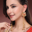 Gold Plated Royal Ethnic Long Chain Ghungroo Kashmiri Earrings