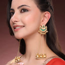 Gold Plated Ethnic Green Stone Ghungroo Kashmiri Earrings