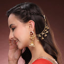 Gold Plated Traditional Ethnic Red Pearl Stone Kashmiri Earrings