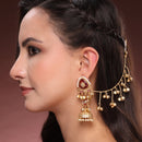 Gold Plated Traditional Ethnic Red Pearl Stone Kashmiri Earrings