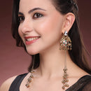Gold Plated Ethnic Antique Finish Long Chain Kashmiri Earrings
