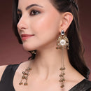 Gold Plated Ethnic Antique Finish Long Chain Kashmiri Earrings