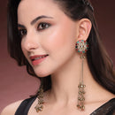 Gold Plated Ethnic Party Wear Long Ghungroo Kashmiri Earrings