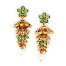 Gold Plated Floral Shape CZ Studded Ethnic Jhumka Jhumki Earrings