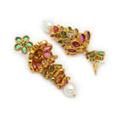 Gold Plated Floral Shape CZ Studded Ethnic Jhumka Jhumki Earrings