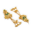 Gold Plated Festive Long Chain Ethnic Ghungroo Kashmiri Earrings