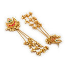 Gold Plated Royal Ethnic Long Chain Ghungroo Kashmiri Earrings