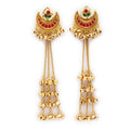 Gold Plated Royal Ethnic Long Chain Ghungroo Kashmiri Earrings