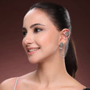 Oxidised Double Layer Peacock Shape Contemporary Ear Cuff Earrings
