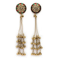Gold Plated Ethnic Party Wear Long Ghungroo Kashmiri Earrings