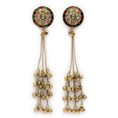 Gold Plated Ethnic Party Wear Long Ghungroo Kashmiri Earrings