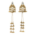 Gold Plated Ethnic Antique Finish Long Chain Kashmiri Earrings