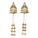 Gold Plated Ethnic Antique Finish Long Chain Kashmiri Earrings
