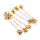 Gold Plated Ethnic Green Stone Ghungroo Kashmiri Earrings