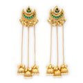Gold Plated Ethnic Green Stone Ghungroo Kashmiri Earrings