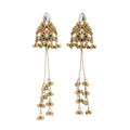 Gold Plated Ethnic Antique Finish Long Chain Kashmiri Earrings