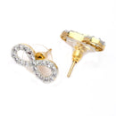 Rhodium Plated Infinity Loop White AD Stone Western Studs Earrings