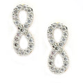Rhodium Plated Infinity Loop White AD Stone Western Studs Earrings