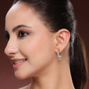 Gold Plated White AD Stone Western Hoop Earrings For Women