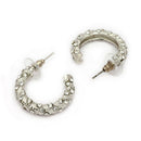 Gold Plated White AD Stone Western Hoop Earrings For Women