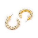 Gold Plated White AD Stone Western Hoop Earrings For Women