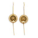 Gold Plated Antique Finish Circular Design Pearl Drop Ear Cuff