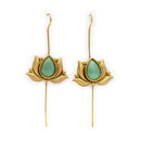 Gold Plated Lotus Shape AD Stone Contemporary Ear Cuff Earrings For Women