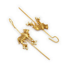 Gold Plated Antique Earrings With Pearl Drop Ear Cuff