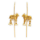 Gold Plated Antique Earrings With Pearl Drop Ear Cuff