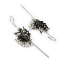 Oxidized Dancing Figure Pearl Earrings