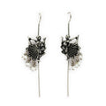 Oxidized Dancing Figure Pearl Earrings