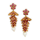 Gold Plated Floral Shape CZ Studded Ethnic Jhumka Jhumki Earrings