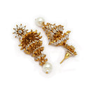 Gold Plated Floral CZ Studded Ethnic Jhumka Jhumki Earrings