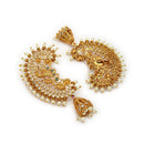 Stylish Gold Plated Pearl Ethnic Ear Cuff Earrings For Women