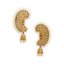 Stylish Gold Plated Pearl Ethnic Ear Cuff Earrings For Women