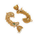 Stylish Green Stone Pearl Ethnic Ear Cuff Earrings For Women