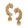 Stylish Green Stone Pearl Ethnic Ear Cuff Earrings For Women