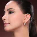 Gold Plated White AD Stone Daily Wear Studs Earrings