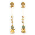 Gold Plated Long Chain Pearl Ethnic Kashmiri Earrings