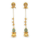Gold Plated Long Chain Pearl Ethnic Kashmiri Earrings
